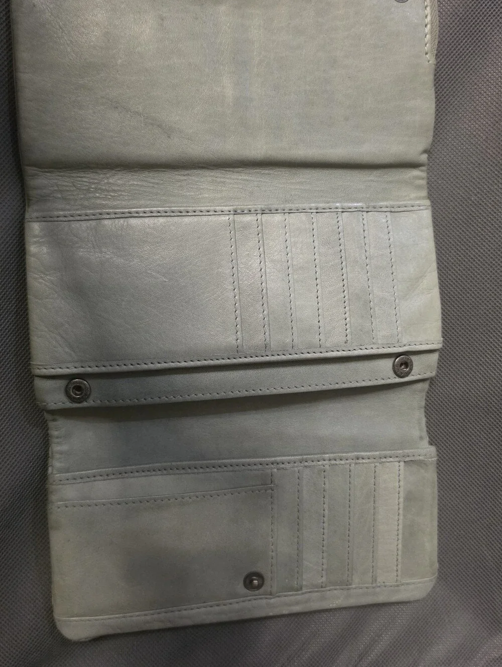 Woven Leather Clutch Wallet - Sage Greeb